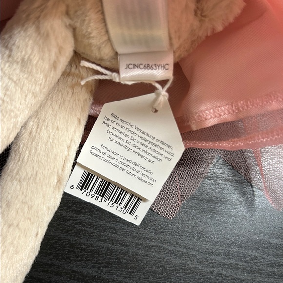 Rare/Jellycat Adorable Plush Bunny in Pink Dress - Picture 9 of 9